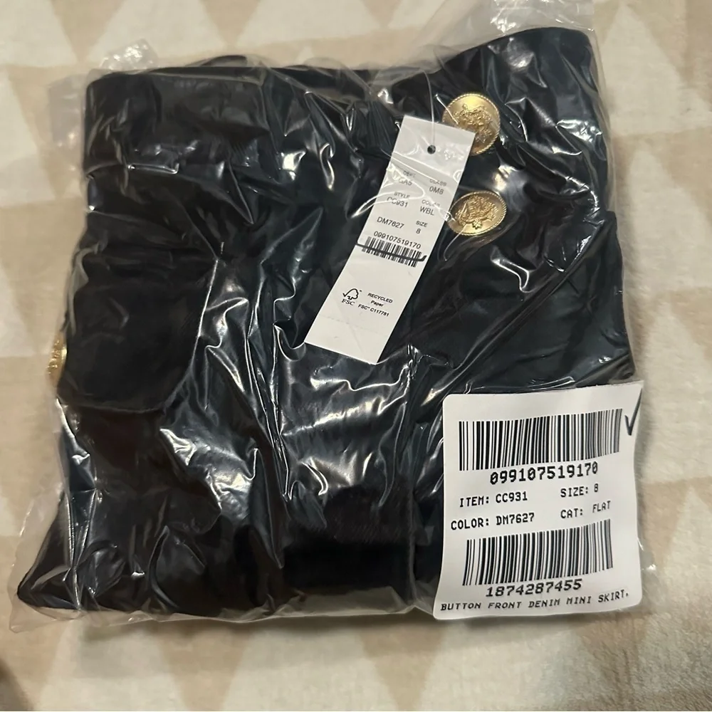 J crew black rinse Button-front denim mini skirt